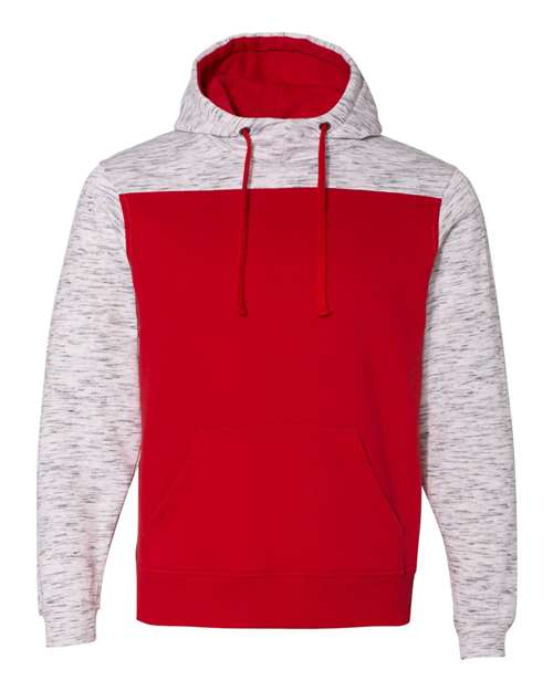 Mélange Fleece Colorblocked Hooded Sweatshirt | USA Decoration
