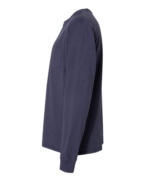 Garment-Dyed Long Sleeve T-Shirt With a Pocket | USA Decoration®