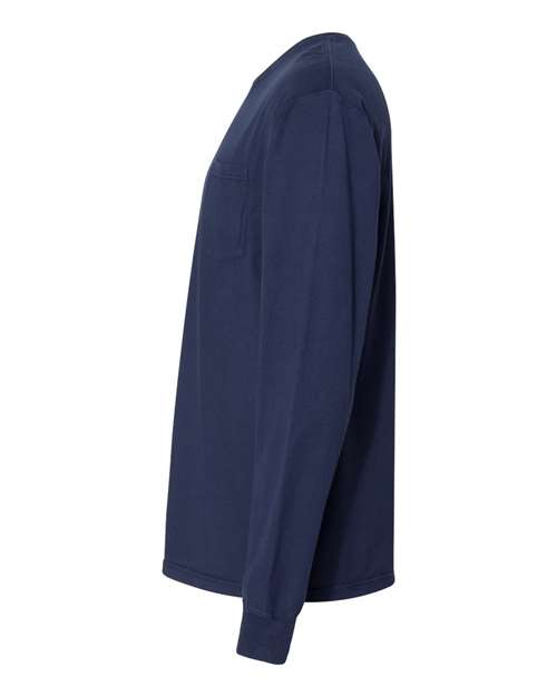 Garment-Dyed Long Sleeve T-Shirt With a Pocket | USA Decoration®