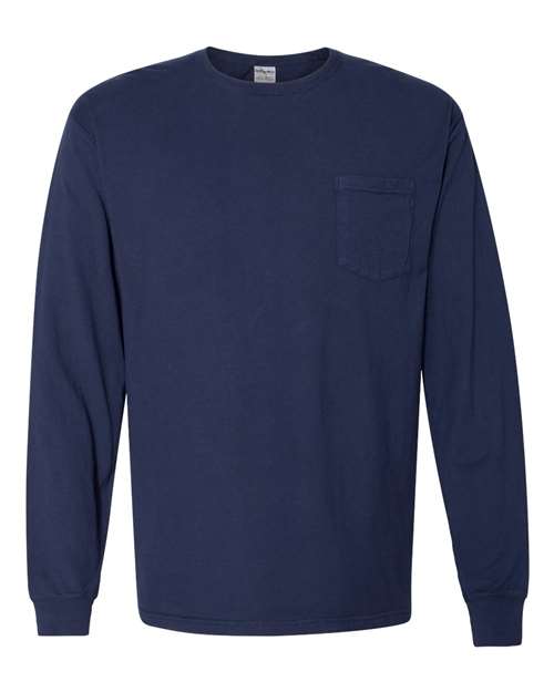 Garment-Dyed Long Sleeve T-Shirt With a Pocket | USA Decoration®