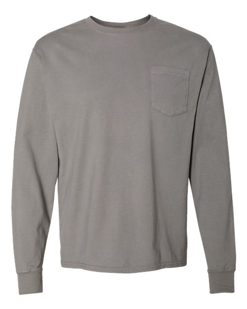 Garment-Dyed Long Sleeve T-Shirt With a Pocket | USA Decoration®