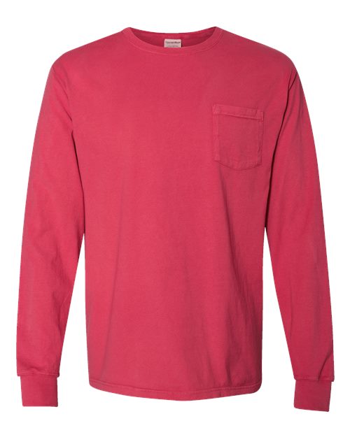 Garment-Dyed Long Sleeve T-Shirt With a Pocket | USA Decoration®