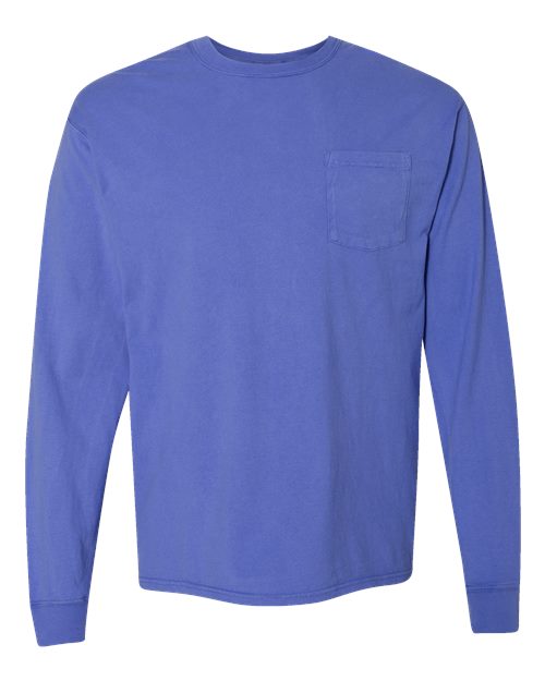 Garment-Dyed Long Sleeve T-Shirt With a Pocket | USA Decoration®