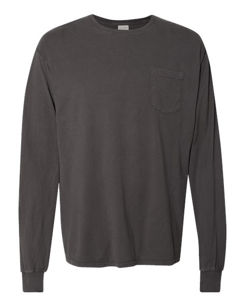 Garment-Dyed Long Sleeve T-Shirt With a Pocket | USA Decoration®