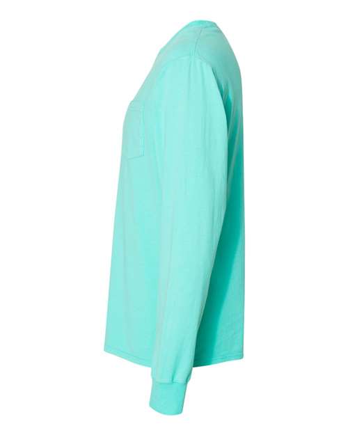 Garment-Dyed Long Sleeve T-Shirt With a Pocket | USA Decoration®