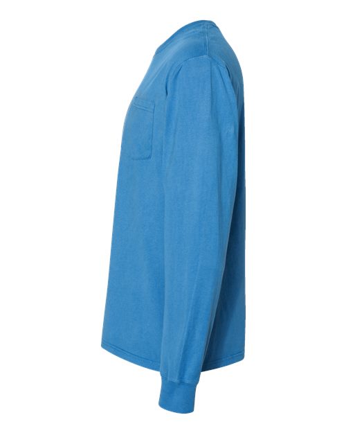 Garment-Dyed Long Sleeve T-Shirt With a Pocket | USA Decoration®