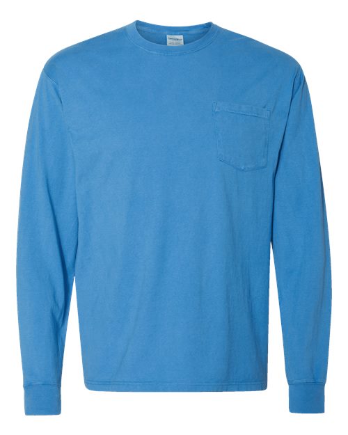 Garment-Dyed Long Sleeve T-Shirt With a Pocket | USA Decoration®
