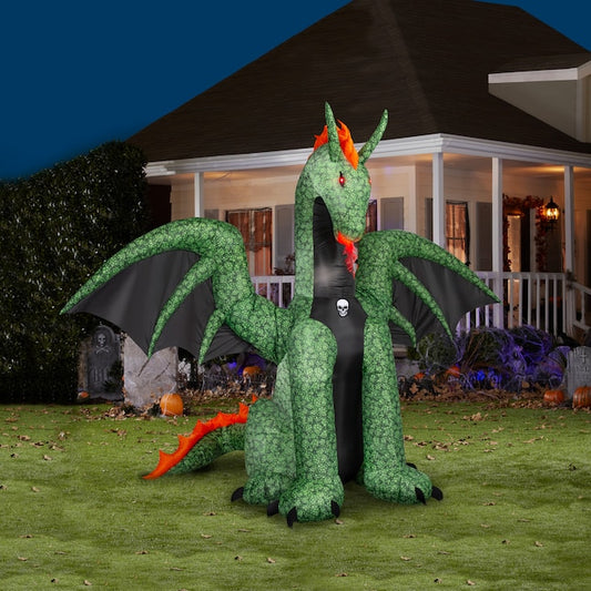 Haunted Living 9-ft LED Dragon with Flapping Wings Inflatable | USA Decoration