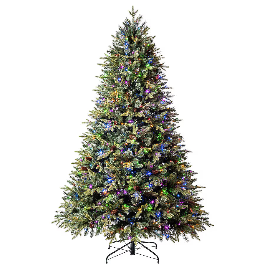Holiday Living Hayden 7.5-ft Hayden pine Pre-lit Artificial Christmas Tree with Multicolor LED Lights