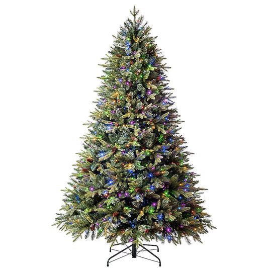 Holiday Living Hayden 7.5-ft Hayden pine Pre-lit Artificial Christmas Tree with Multicolor LED Lights