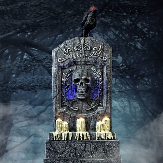 Haunted Hill Farm 5.08-ft Freestanding Lighted Tombstone Animatronic | USA Decoration