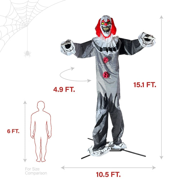 Haunted Hill Farm 15.09-ft Freestanding Talking Lighted Clown Animatronic | USA Decoration