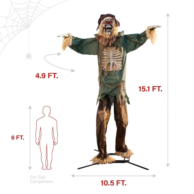 Haunted Hill Farm 15.09-ft Freestanding Talking Lighted Scarecrow Animatronic | USA Decoration