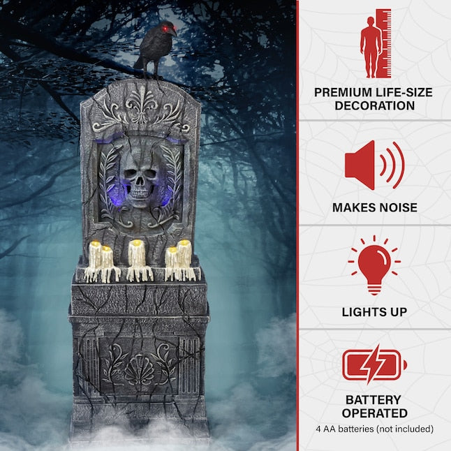 Haunted Hill Farm 5.08-ft Freestanding Lighted Tombstone Animatronic | USA Decoration