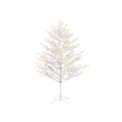 Color Choice 5-ft Winterberry Pre-lit White Artificial Christmas Tree with Multicolor LED Lights | USA Decoration®