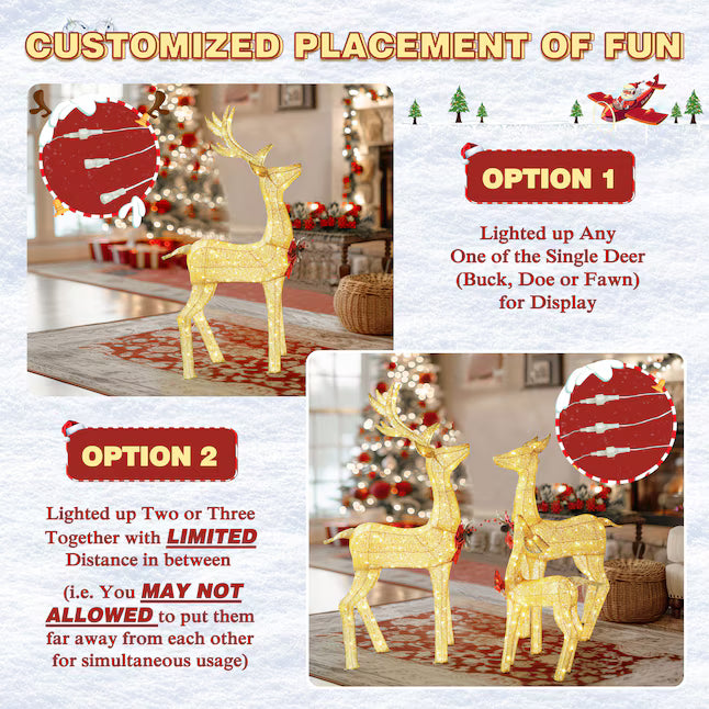 VEIKOUS 53.3-in Freestanding Reindeer Yard decoration with Clear LED Lights