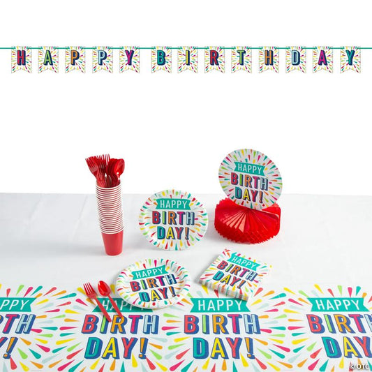 67 Pc. Birthday Burst Party Tableware Kit for 8 Guests | USA Decoration®