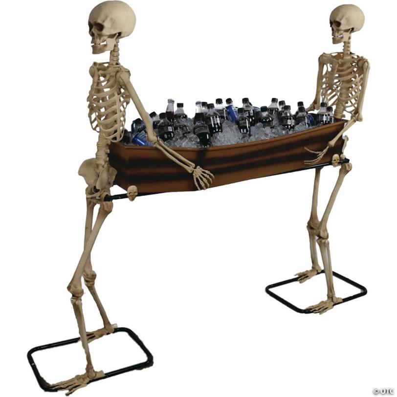 68" x 17 1/2" Poseable Skeletons Carrying Coffin Halloween Decoration