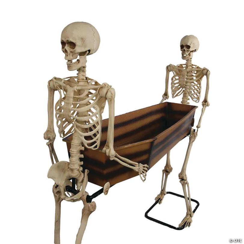 68" x 17 1/2" Poseable Skeletons Carrying Coffin Halloween Decoration