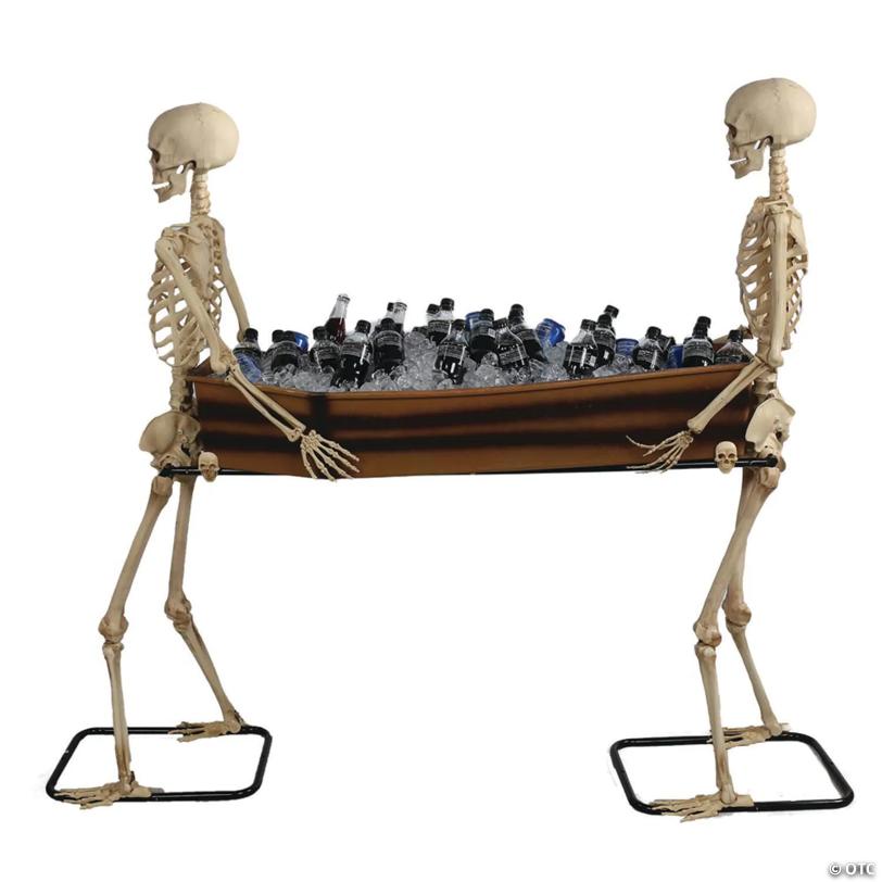 68" x 17 1/2" Poseable Skeletons Carrying Coffin Halloween Decoration