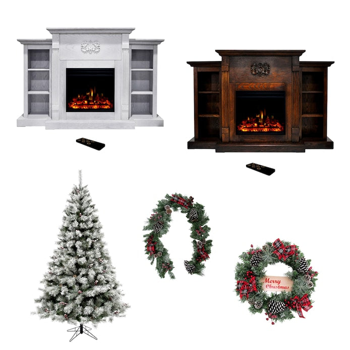 Electric Fireplace & Fraser Hill Farm Holiday Decor | USA Decoration®