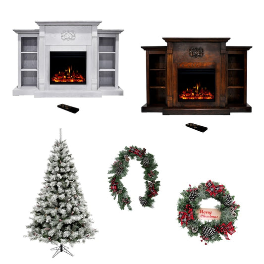 Electric Fireplace & Fraser Hill Farm Holiday Decor | USA Decoration®