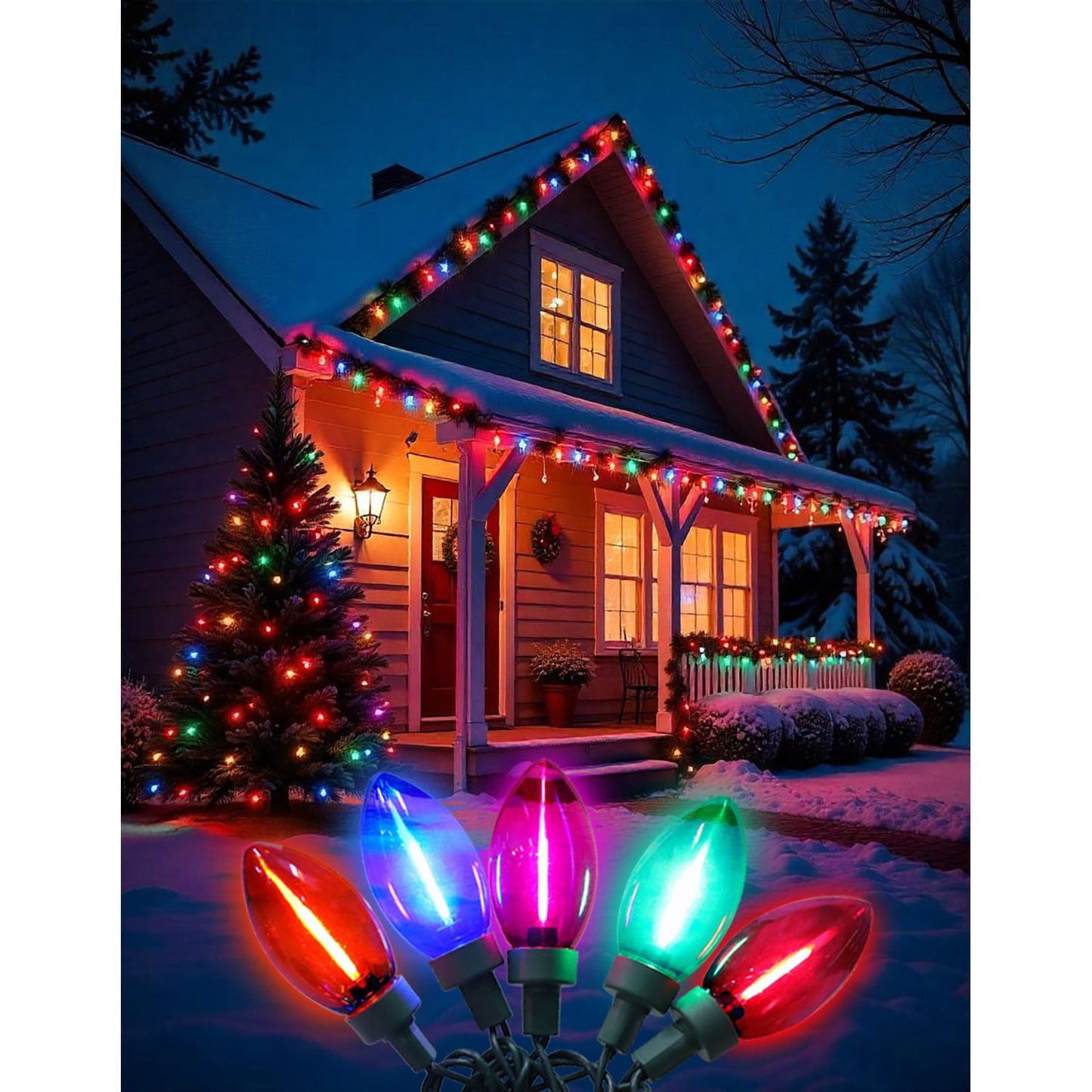 Member's Mark 50ct C9 Filament LED Lights, 21' Lighted Length | USA Decoration®