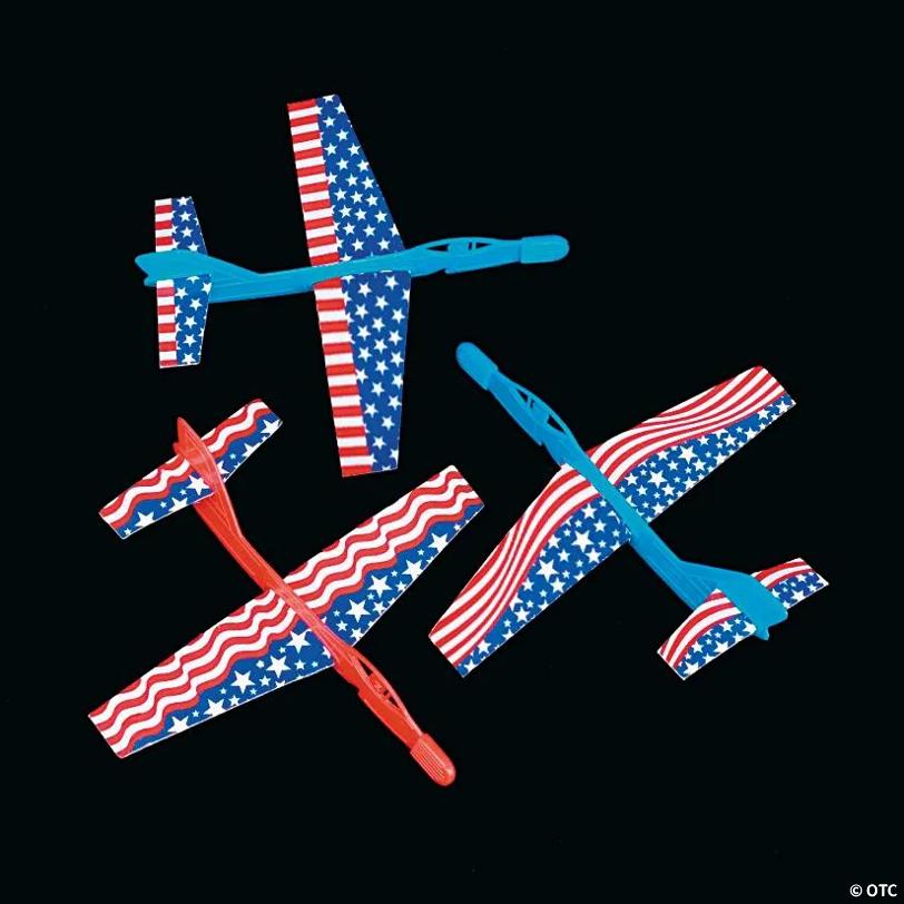 6 1/2" Bulk 144 Pc. Patriotic Red, White & Blue Cardboard Toy Jets