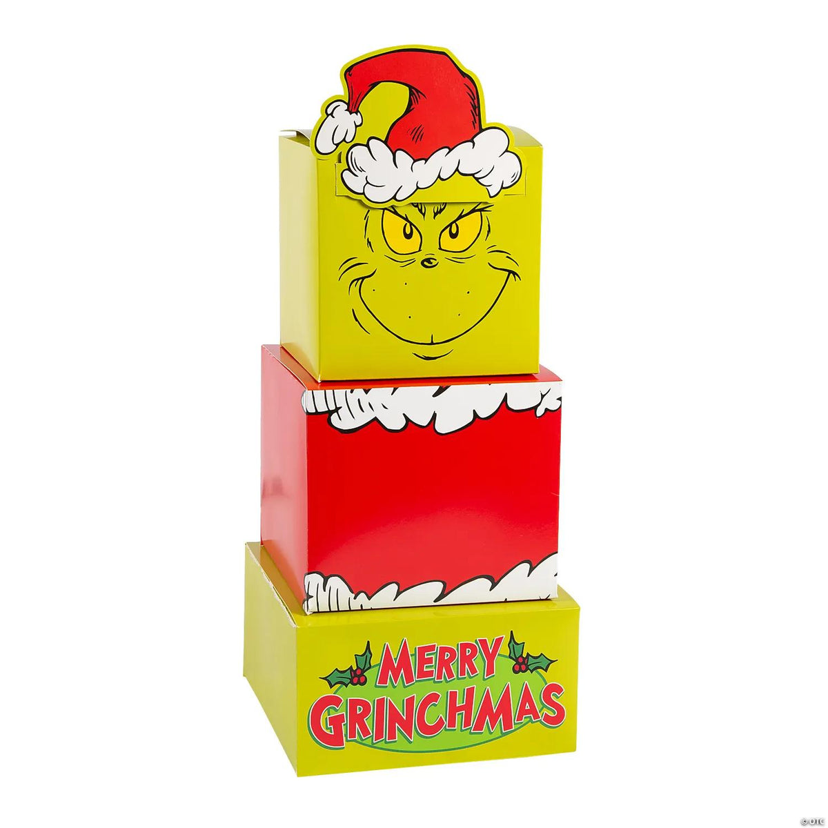 Set of three Dr. Seuss The Grinch Christmas cardstock stacking gift boxes