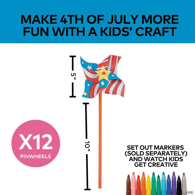 6 1/2" x 14 3/4" Color Your Own Patriotic Pinwheels – 12 Pc.