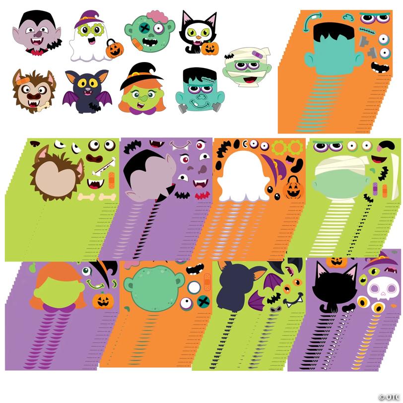 6 1/2" x 4 3/4" Bulk 144 Pc. Halloween Make-A-Monster Character Sticker Sheets