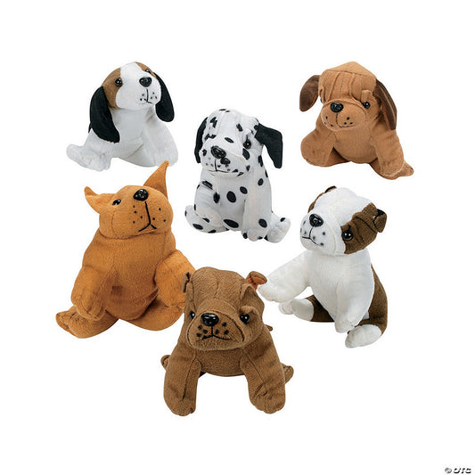 5 1/2" Assorted Realistic Sitting Stuffed Dogs - 12 Pc. | USA Decoration®
