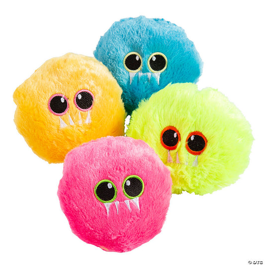 Per Dozen: 4" Mini Red, Yellow, Green & Blue Stuffed Hairball Characters - 12 Pc. | USA Decoration®
