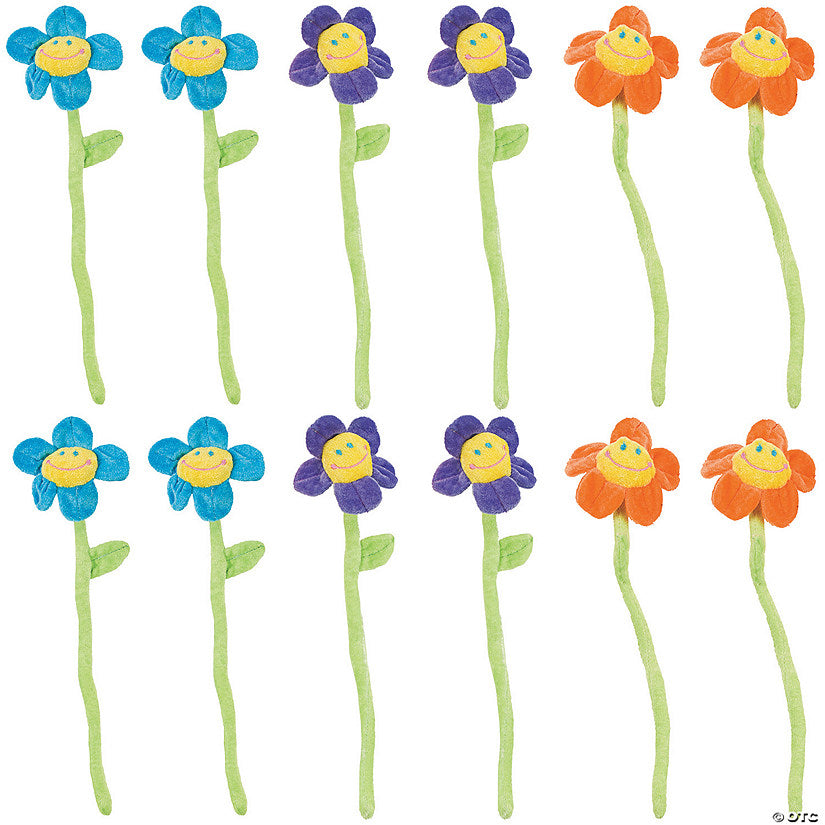 13" Multicolor Bendable Smile Face Stuffed Flowers – 12 Pc. | USA Decoration®
