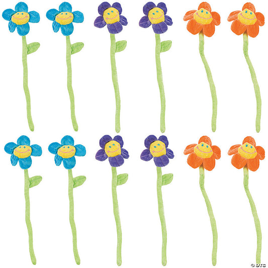 13" Multicolor Bendable Smile Face Stuffed Flowers – 12 Pc. | USA Decoration®