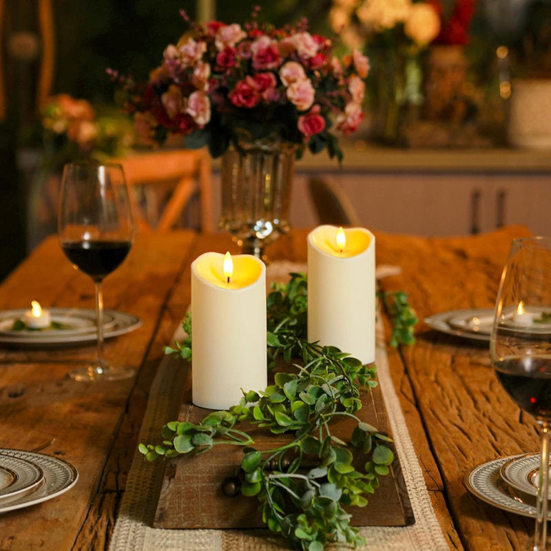 6"X3" Outdoor Waterproof Flameless Candles, LED Candles, Battery Operated Candles With Remote And Timers, Electric Fake Plastic Pillar Candles, Ivory White, Set Of 2