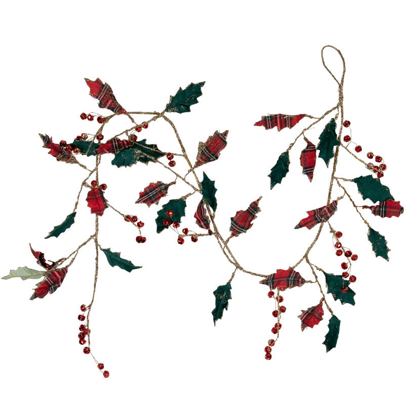 6 ft Artificial Berry Christmas Garland styled along a festive mantel