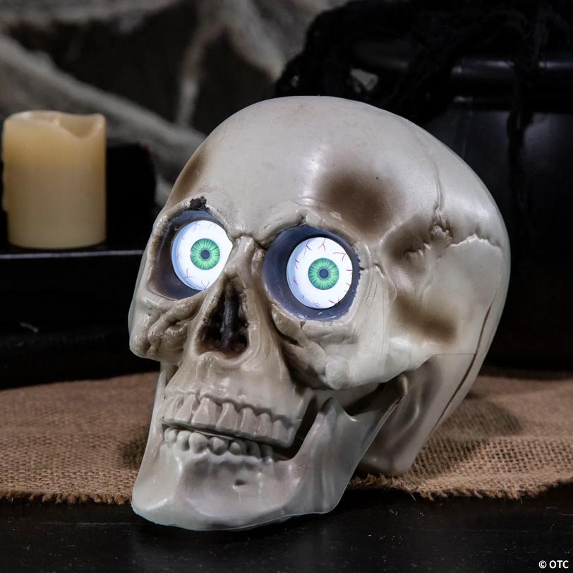 6 3/4" Animated Light-Up Tabletop Skull Halloween Decoration