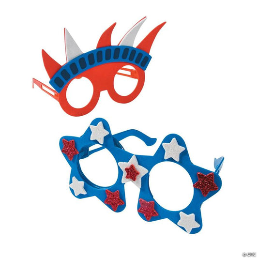 6 3/4" x 4 3/4" Patriotic Red, White & Blue Glasses Craft Kit - Makes 12