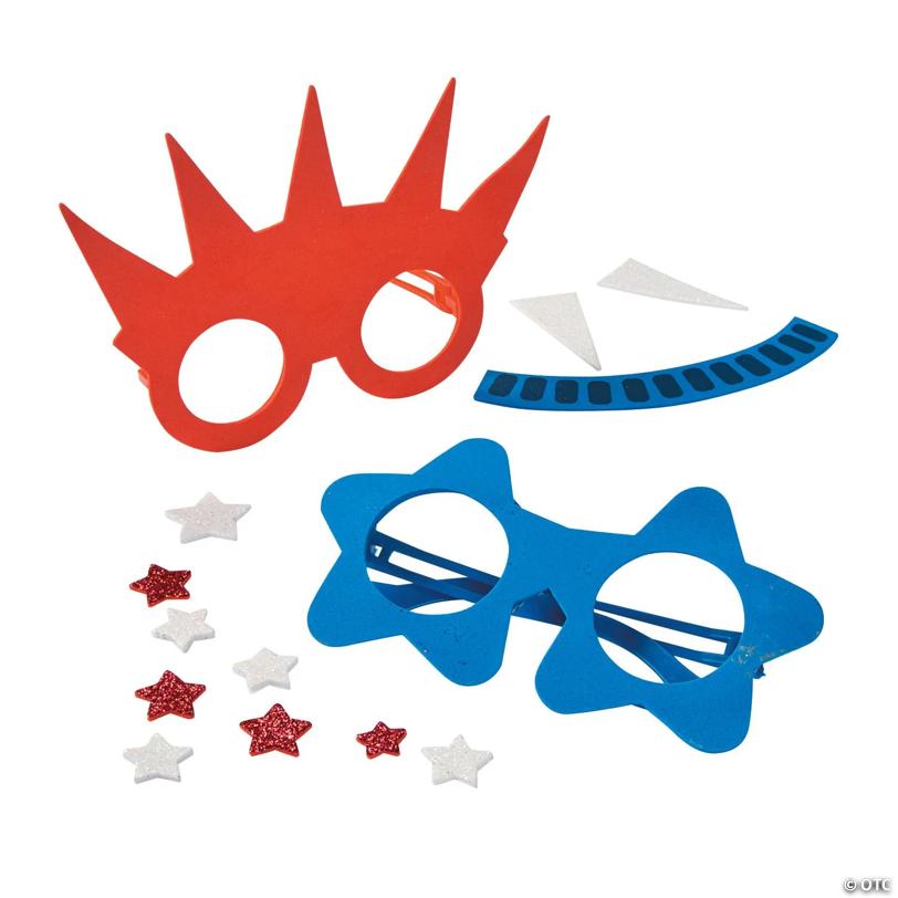 6 3/4" x 4 3/4" Patriotic Red, White & Blue Glasses Craft Kit - Makes 12