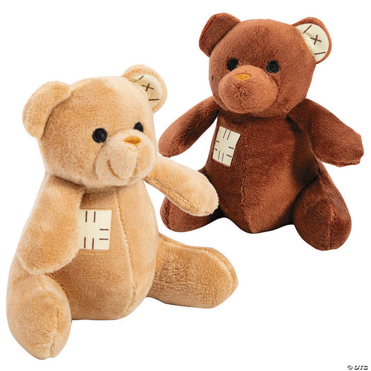Per Dozen: 5" Classic Patchwork Brown Stuffed Bears - 12 Pc. | USA Decoration®