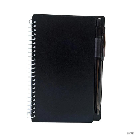6" Black Spiral Paper Notebooks with Black Ink Pens - 12 Pc. | USA Decoration®