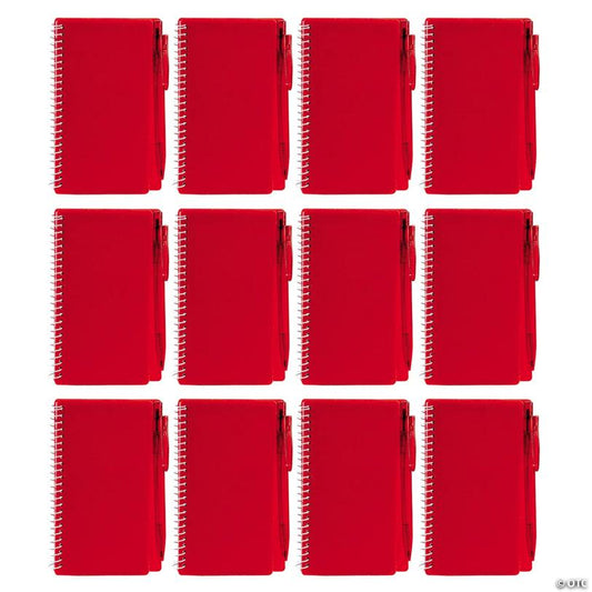 6" Classic Red Spiral Paper Notebook with Plastic Pens for 12 | USA Decoration®