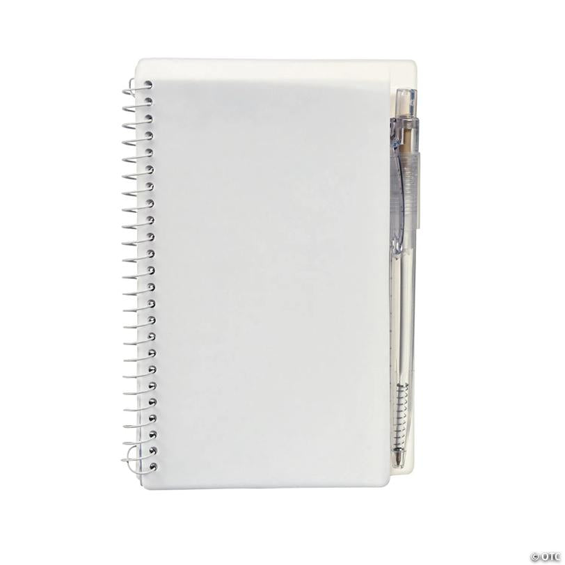 6" Classic White Spiral Paper Notebook with Plastic Pens for 12 | USA Decoration®