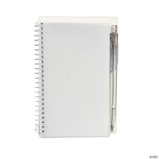 6" Classic White Spiral Paper Notebook with Plastic Pens for 12 | USA Decoration®