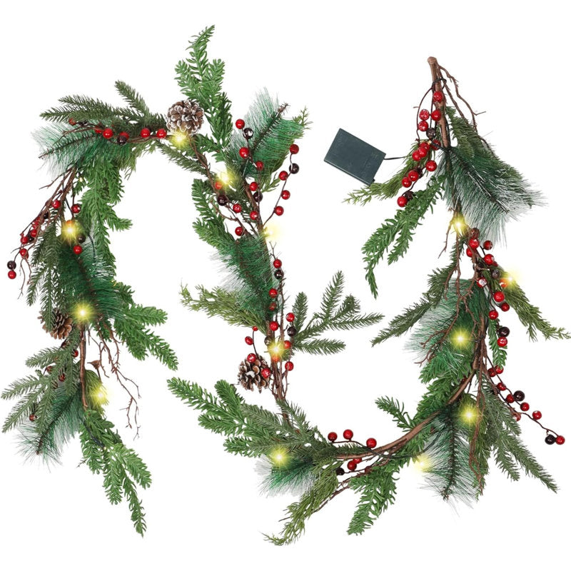 70.9" Artificial Eucalyptus Christmas Garland framing a front door