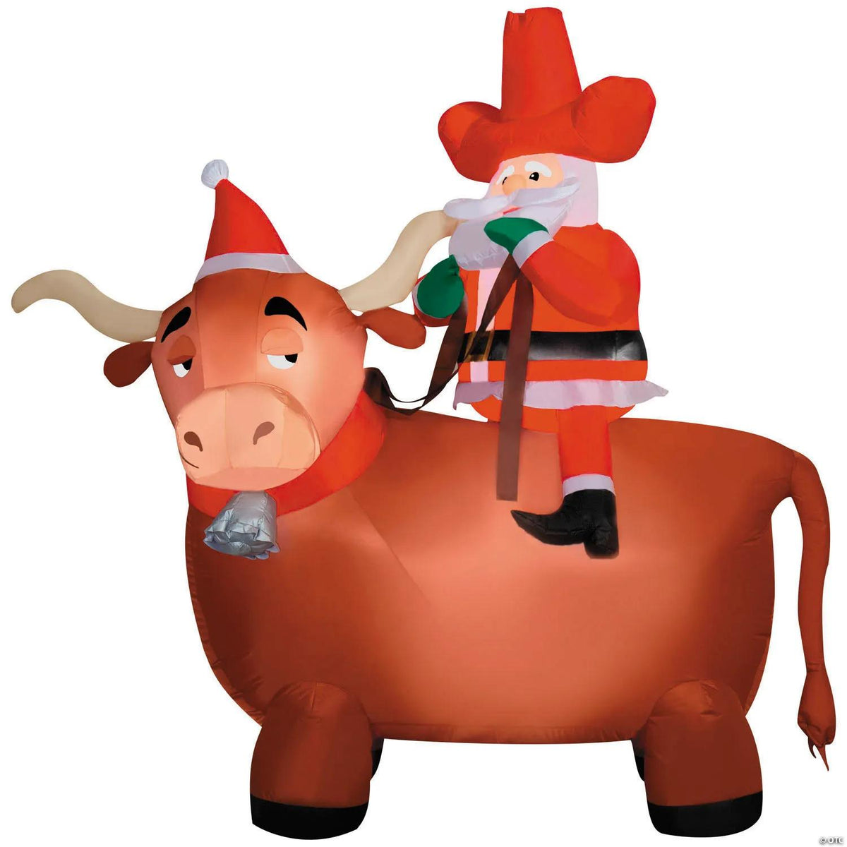 6 ft 6 in inflatable cowboy Santa riding a longhorn