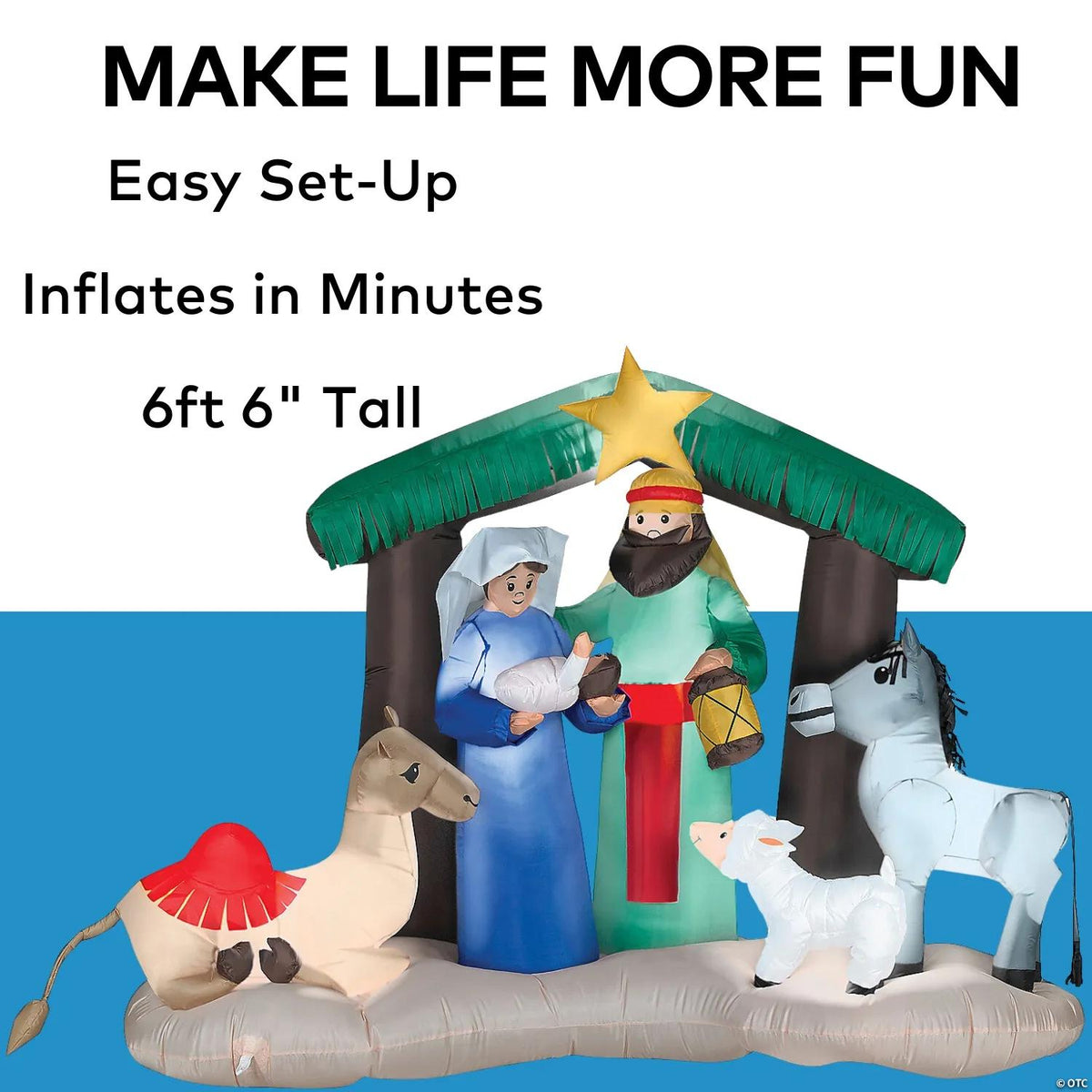 6 Ft. 6" Airblown® Inflatable Nativity Scene with LED Lights Christmas Yard Decoration