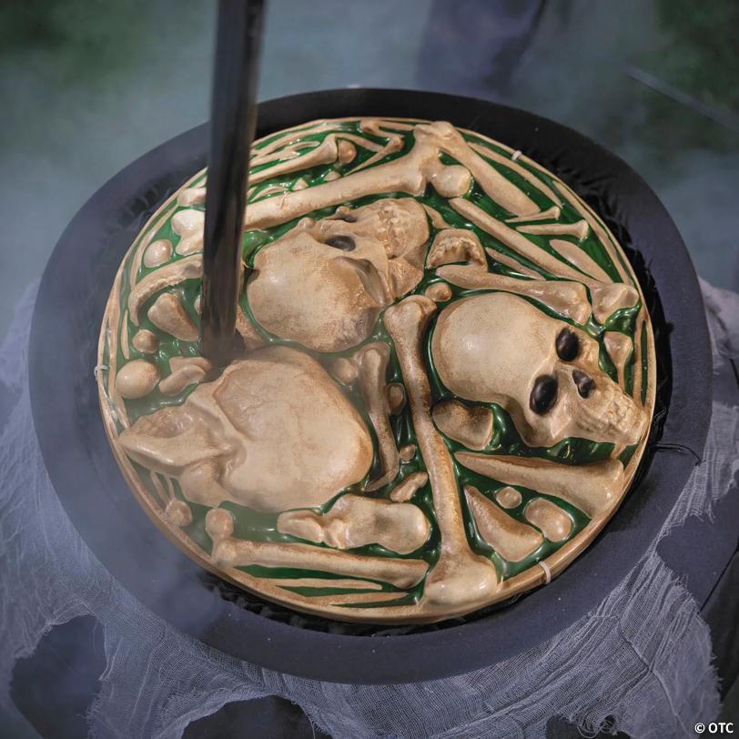 6 Ft. 7" Animated Light-Up Skeleton Stirring Cauldron Halloween Decoration