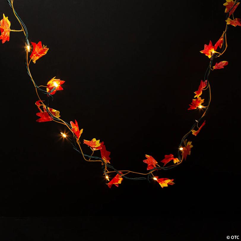 6 Ft. 8" Yellow & Orange Autumn Leaves on Indoor String Lights